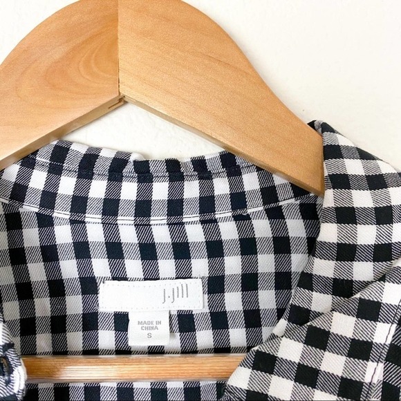 J Jill Gingham Checks Black White Button Up Tunic size S Small - Picture 6 of 10